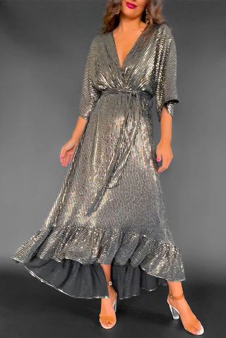 Dolce Vita - Black Gold Line Sequin Midi Dress