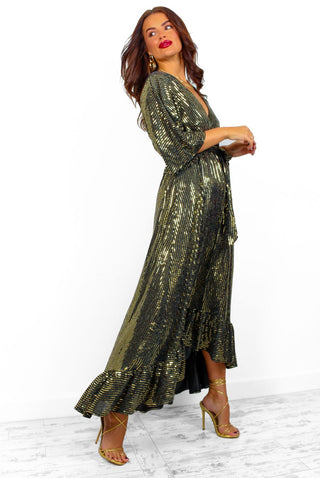 Dolce Vita - Black Gold Line Sequin Midi Dress
