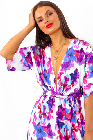 Dolce Vita - Blue Purple Floral Print Maxi Dress