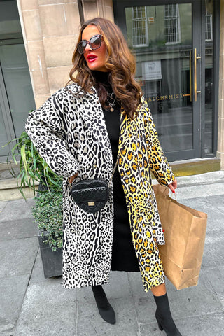 All About The Spice - Spliced Leopard Print Trench Coat