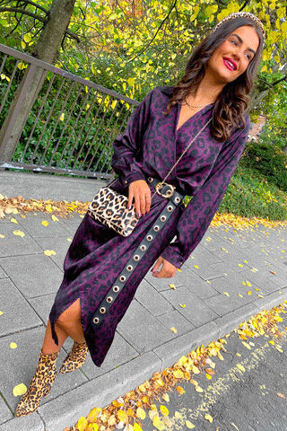 Dont Play With My Feelings - Plum Leopard Midi Dress