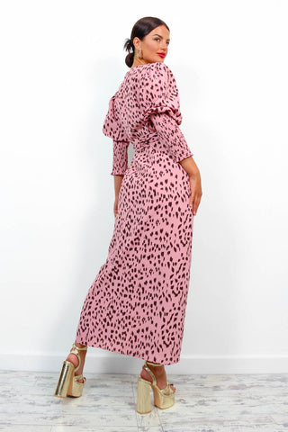 Drive 'Em Wild - Blush Printed Midi Wrap Dress
