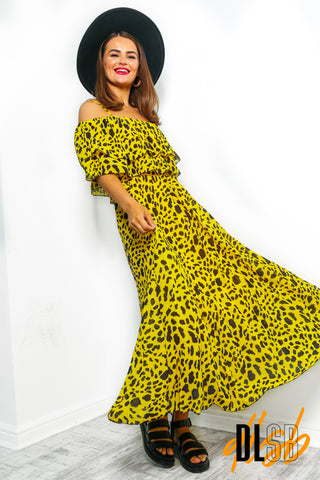Fall In Love - Yellow Print Midi Dress