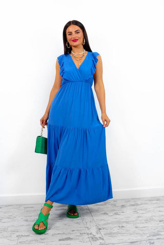 Frantic Romantic - Blue Tiered Maxi Dress#