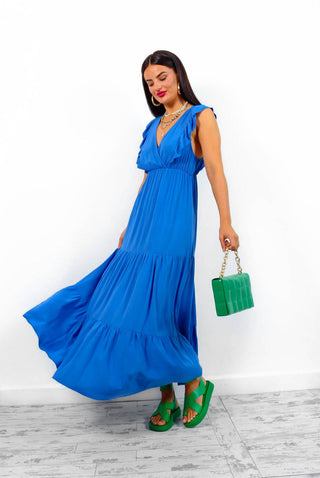 Frantic Romantic - Blue Tiered Maxi Dress