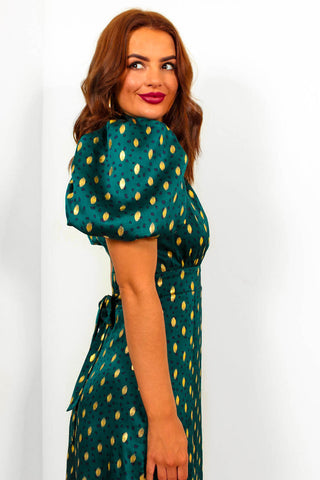 Got The Flower - Forest Gold Printed Midi Dress