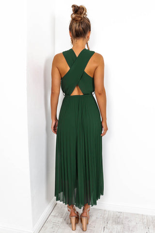 Artemis - Forest Pleated Maxi Dress