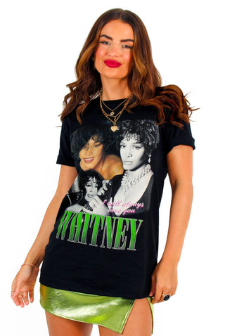 I'm With The Band - Black Green Whitney Houston Licensed T-Shirt