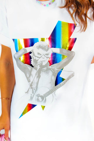 I'm With The Band - White Multi Holographic David Bowie T-Shirt