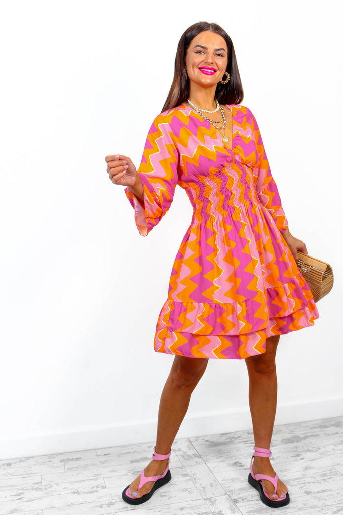 Island Girl - Pink Orange Zig Zag Mini Dress– DLSB