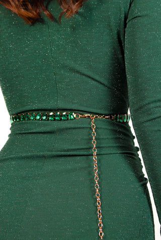 Jewels Are Forever - Emerald Green Gold Jewelled Belt