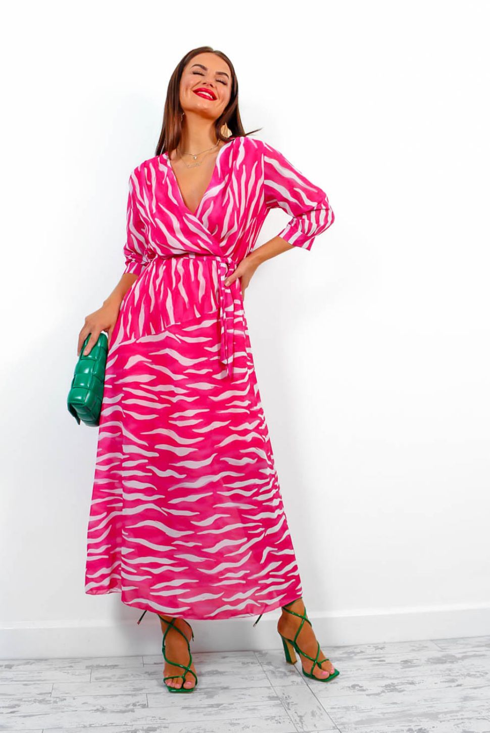 Just My Stripe Pink Zebra Print Midi Dress Dlsb 