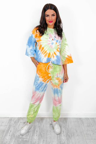 Love Never Dyes - Lime Multi Tie Dye Joggers