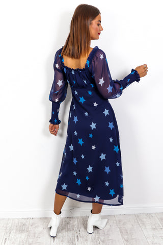 Midnight Star - Navy Star Midi Dress