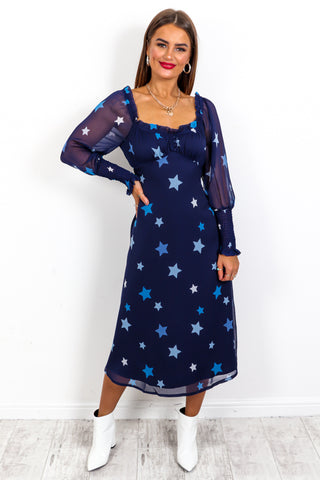 Midnight Star - Navy Star Midi Dress