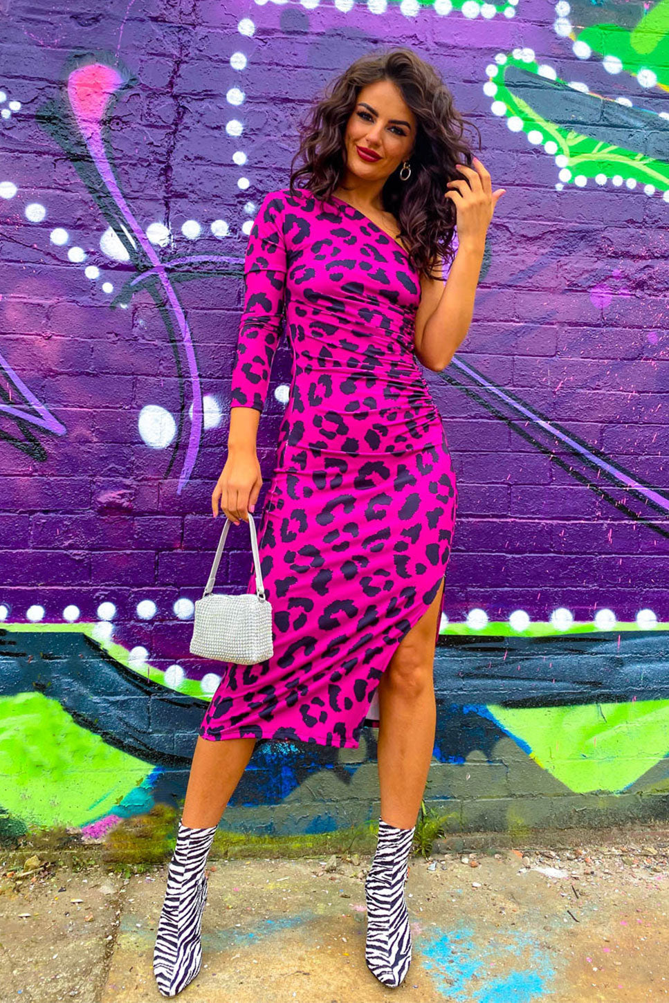 Hot pink outlet leopard dress