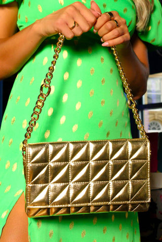 She's Got Baggage - Gold Quilted Crossbody Bag