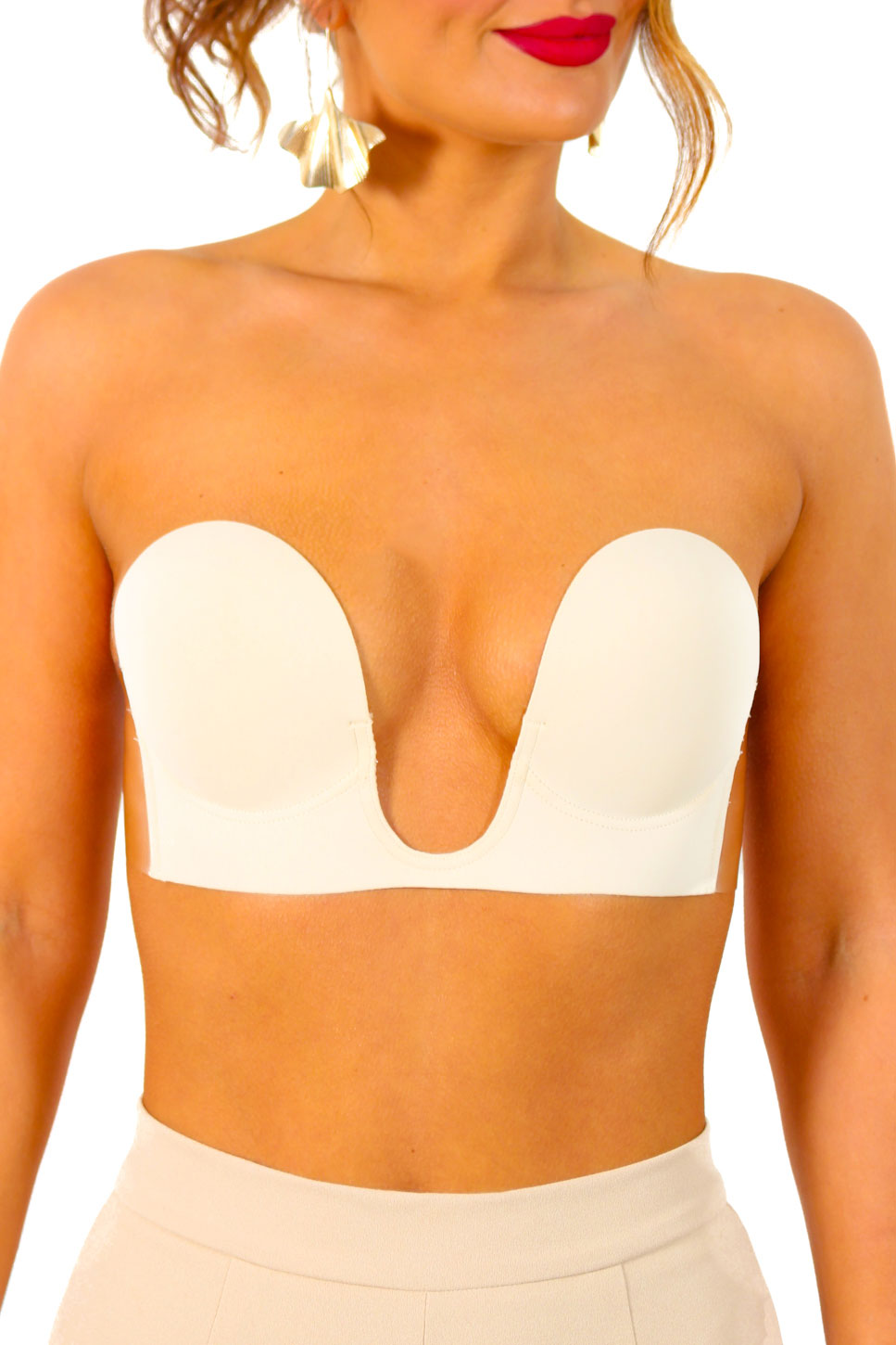 Wrap a bra strap below your strapless bra to keep it from slipping down all  evening.