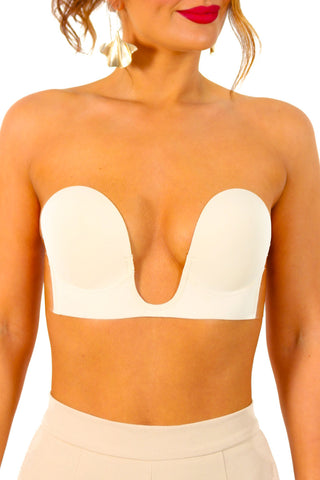 Stuck With Me - Nude Deep Plunge Strapless Stick On Bra