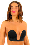 Stuck With Me - Black Deep Plunge Strapless Stick On Bra