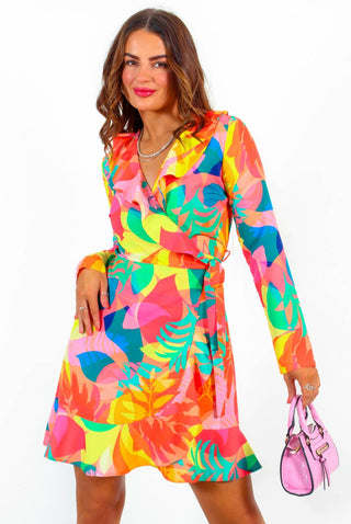 Sweetie - Multi Tropical Print Mini Dress
