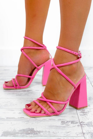 Twisted Love - Candy Pink Lace Up Heels