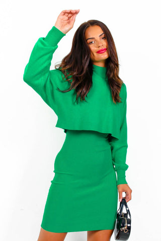 Two Can Play That Game - Green Knitted Co-ord