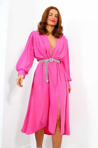 Yours To Keep - Candy Pink Midi Dress