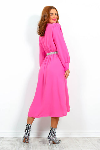 Yours To Keep - Candy Pink Midi Dress